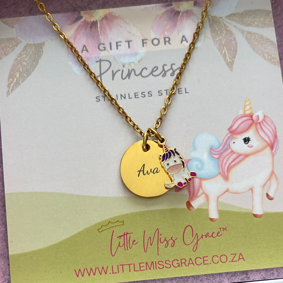 KN29 - Children's Personalized Necklace, Gold Stainless Steel 40cm, Age: 3 and Up (READY IN 3 DAYS)