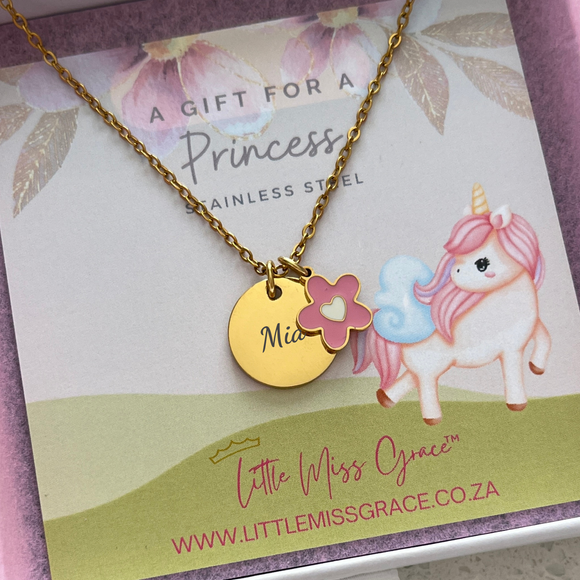 KN28 - Children's Personalized Necklace, Gold Stainless Steel 40cm, Age: 3 and Up (READY IN 3 DAYS)