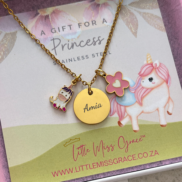 KN27 - Children's Personalized Necklace, Gold Stainless Steel 40cm, Age: 3 and Up (READY IN 3 DAYS)