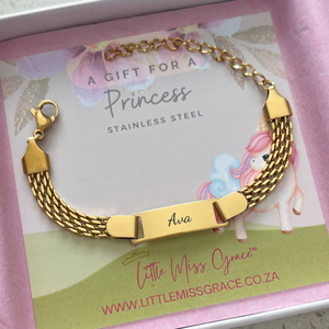 K82 - Personalized Children's Bracelet, Gold Stainless Steel, Adjustable Size: 12-17cm (Manufacture Time: 3 Days)