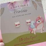 Children's sterling silver cat ear stud earrings