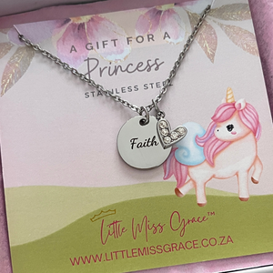 KN31 - Children's Personalized CZ Heart Necklace, Stainless Steel, 12mm Disc, Age: 3-18 years (READY IN 3 DAYS)