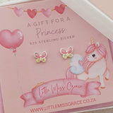 Children's silver butterfly earrings