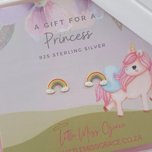 Children's gold plated rainbow earrings