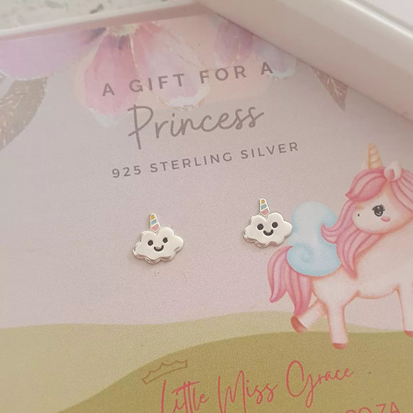 Silver cloud earrings for children