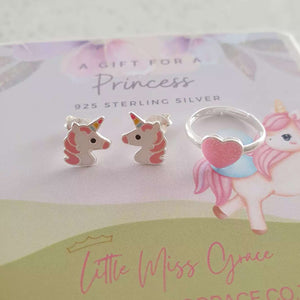 children's silver unicorn earrings