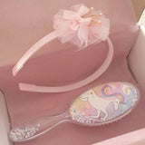 SB34 - Children's Crown Head Band and Unicorn Brush in a gift shipping box