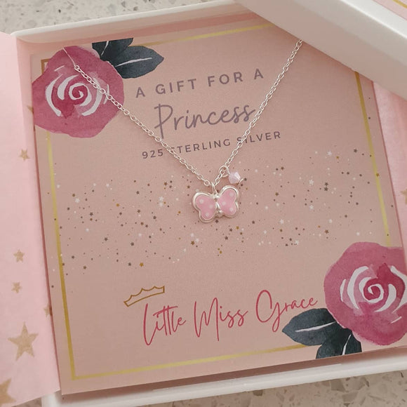 children's silver butterfly necklace