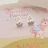 Children's silver crown earrings