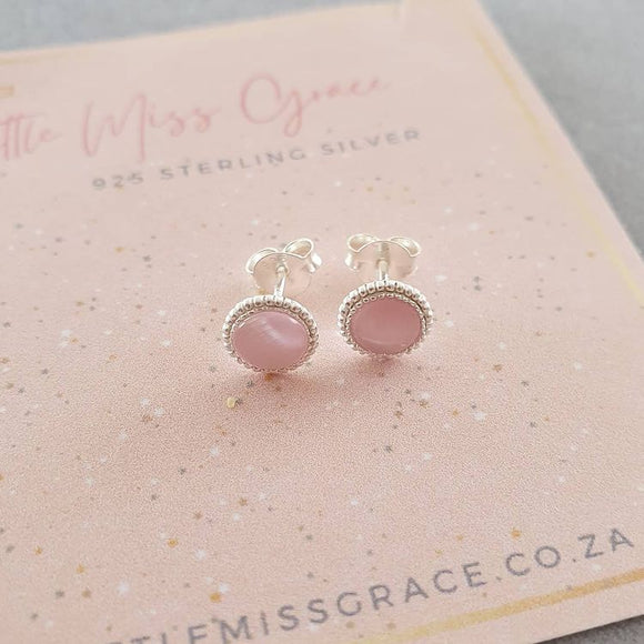 Children's silver pink earrings