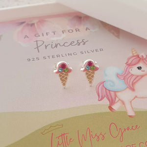 Silver children's ice cream earrings