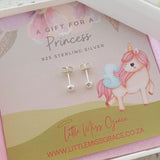 Children's silver half ball ear stud earrings
