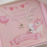 Children's silver rainbow necklace and bracelet