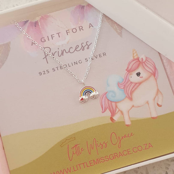 Children's silver rainbow necklace