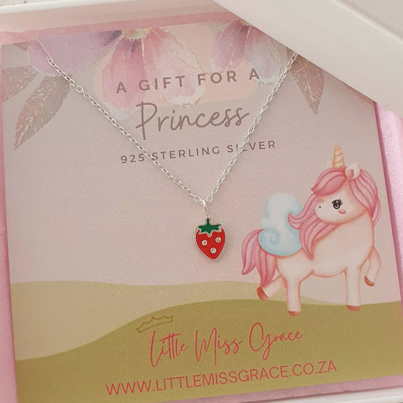 Silver strawberry necklace