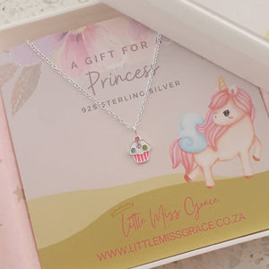 Children's silver cupcake necklace