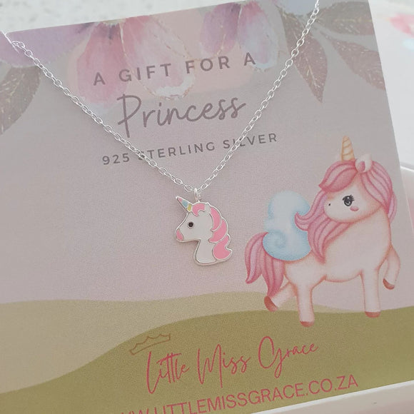 children's silver unicorn necklace