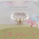 MG57 - 925 Sterling Silver Children's Crown Ring, Adjustable size age 3-10 years