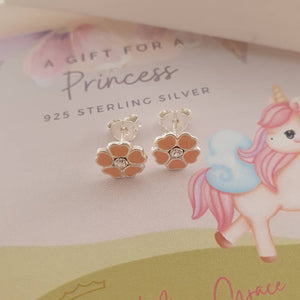 children's silver flower earrings