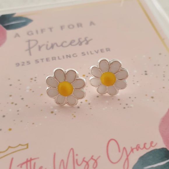 children's silver flower earrings
