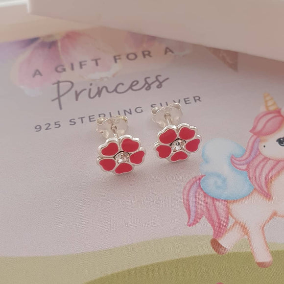 Children's silver flower earrings