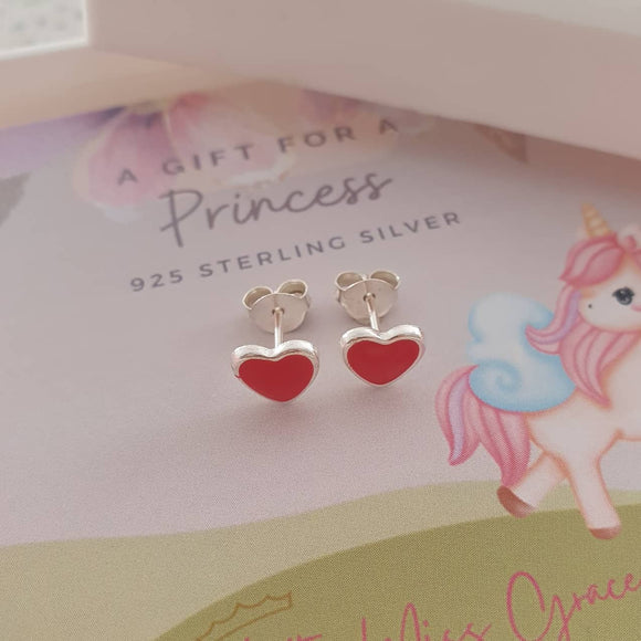children's silver heart earrings