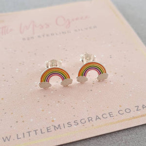 Children's silver rainbow earrings