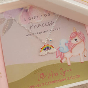 Children's silver rainbow necklace