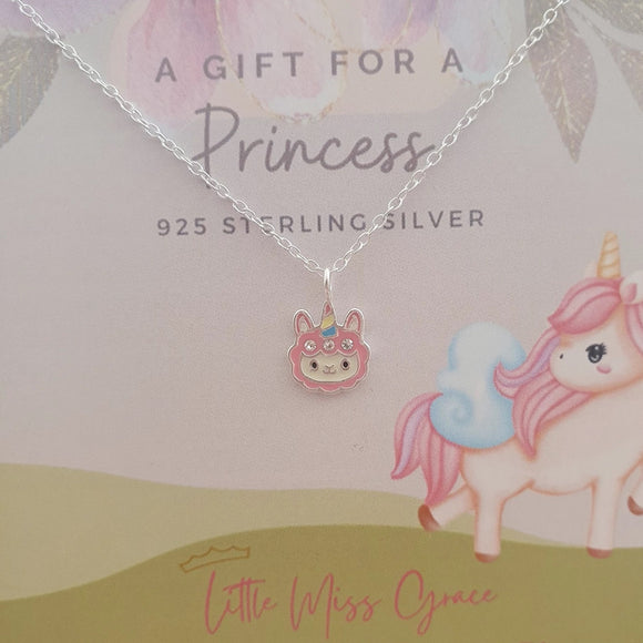 Silver children's sheep corn necklace