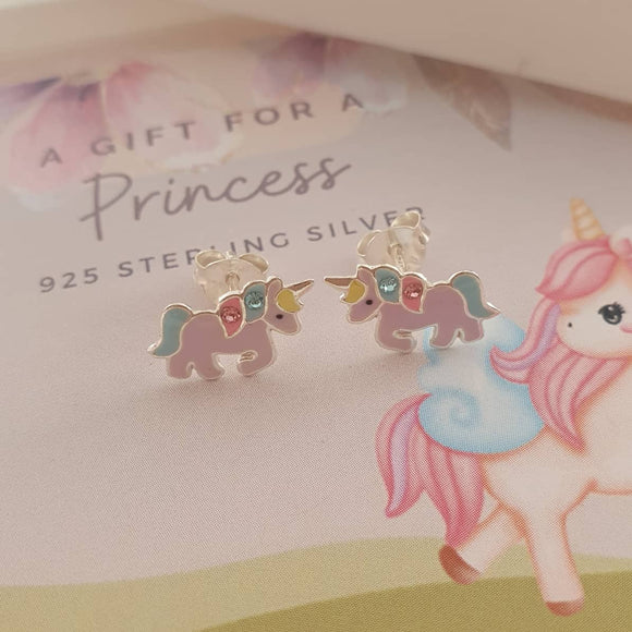 Sterling silver unicorn earrings